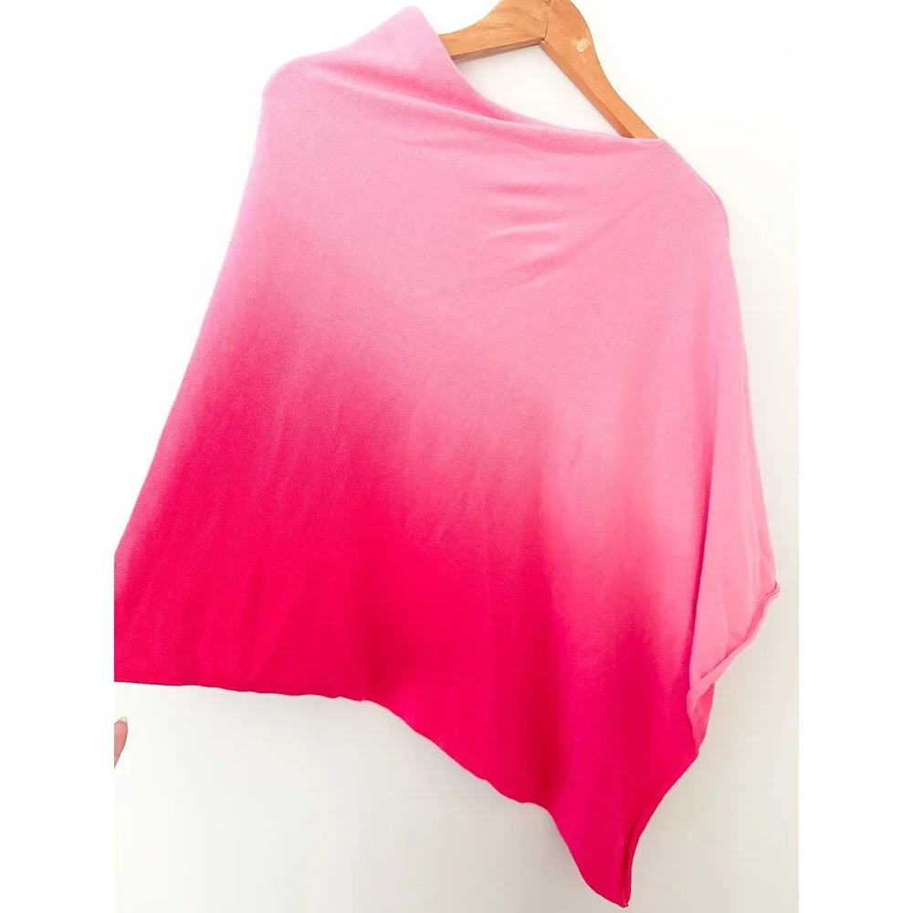 Pink Ombre Poncho Top Boho Coastal Cowgirl Y2K Festival Dopamine Dressing Barbie